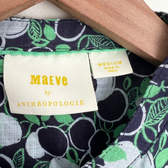 Anthropologie Maeve Cherry green Apple Balloon Sleeve top  lightweight Cotton M - Picture 4 of 7